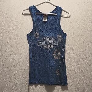 Harley Davidson tank top, Small,  Blue